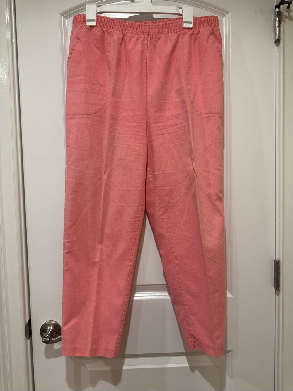 Women's Straight Leg Elastic Waist Coral Pants